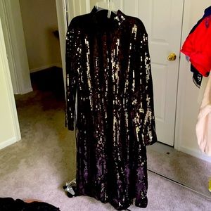 Tibi mock turtleneck nwt sequin midi dress